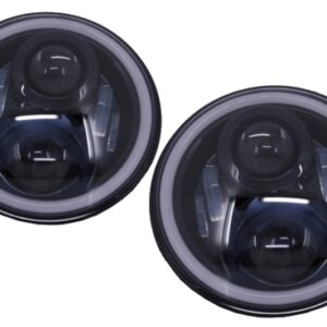 7 Inch CREE LED Headlights Amber Halo DRL suitable for Jeep Wrangler JK TJ LJ Land Rover Defender Mercedes W463 Black