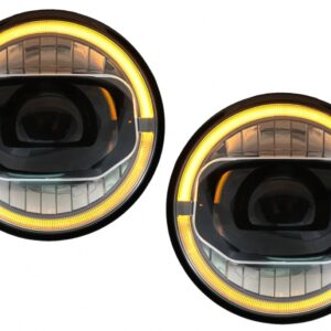 7 Inch CREE LED Headlights DRL Angel Eye Amber suitable for Jeep Wrangler JK (2007-2017) conversion to 2018+ model