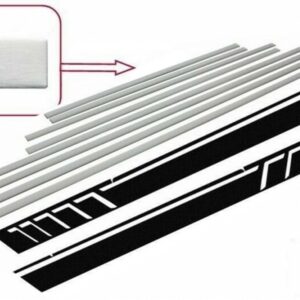 Add On Door Moldings Stripes Brushed Aluminum with Side Decals Sticker Vinyl Black suitable for Mercedes G-Class W463 (1989-2017)
