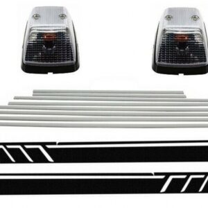 Add On Door Moldings Stripes Brushed Aluminum with Side Decals Sticker Vinyl Black and Turning Lights suitable for Mercedes G-Class W463 (1989-2015)