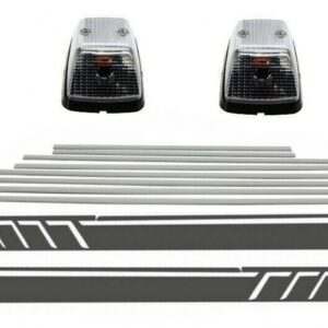 Add On Door Moldings Strips Brushed Aluminum with Side Decals Sticker Vinyl Dark Grey and Turning Lights suitable for MERCEDES G-class W463 (1989-2015)
