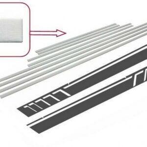 Add On Door Moldings Strips Brushed Aluminum with Side Decals Sticker Vinyl Dark Grey suitable for MERCEDES G-class W463 (1989-2015)