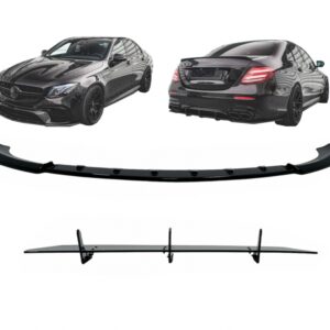 Aero Body Kit Front Bumper Lip Diffuser and Side Skirts Extensions suitable for Mercedes E-Class E63 W213 S213 (2016-2019) Piano Black