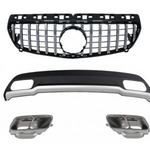 Air Diffuser with Exhaust Muffler Tips and GT-R Panamericana Grille suitable for Mercedes A-Class W176 (2012-08.2018) Sport Pack
