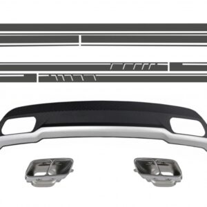 Air Diffuser with Exhaust Tips and Stickers Grey for Mercedes A-Class W176 (2012-2018) Sport Pack