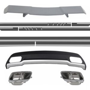 Air Diffuser with Exhaust Tips Spoiler and Stickers for MERCEDES A-Class W176 (2012-2018) Sport Pack