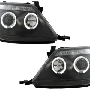 Angel Eyes Headlights Dual Halo Rims suitable for Toyota Hilux (2005-2011) Black