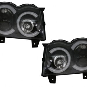 Angel Eyes Headlights LED BAR suitable for Jeep Grand Cherokee WK (2005-2008) Black