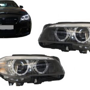Angel Eyes Headlights LED Bi-Xenon suitable for BMW 5 Series F10 F11 (2011-2013) LCI Look Black