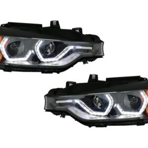 Angel Eyes Headlights LED DRL suitable for BMW 3 Series F30 F31 Sedan Touring (10.2011-05.2015) Black