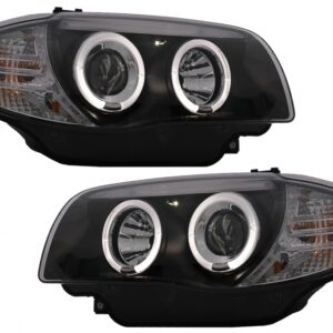 Angel Eyes Headlights suitable for BMW 1 Series E81 E82 E87 E88 (2004-2011) Black