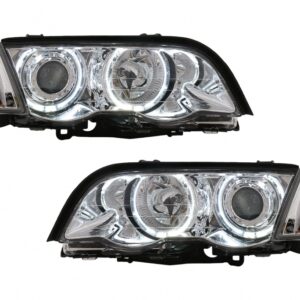 Angel Eyes Headlights suitable for BMW 3 Series E46 Limousine Touring (05.1998-08.2001) Chrome