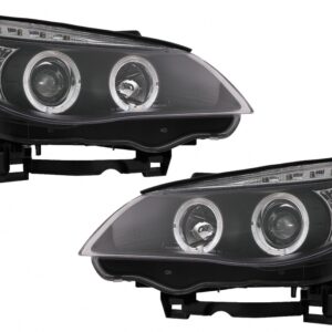Angel Eyes Headlights suitable for BMW 5 Series E60 E61 (2004-2007) DAYLINE LED Black