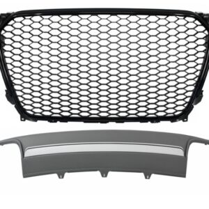 Assembly Central Grille with Rear Bumper Valance Air Diffuser suitable for Audi A4 B8 Facelift (2012-2015) Limousine Avant RS Design