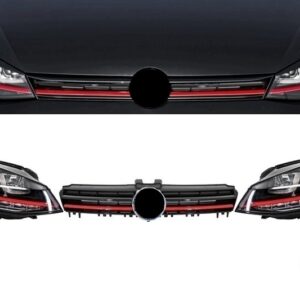 Assembly Headlights 3D LED FLOWING Dynamic Sequential Turn Light RHD with Grille suitable for VW Golf 7 VII (2012-2017) RED R20 GTI Look