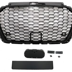 Badgeless Front Grille suitable for Audi A3 8V Facelift (2017-2018)  Piano Black RS3 Design