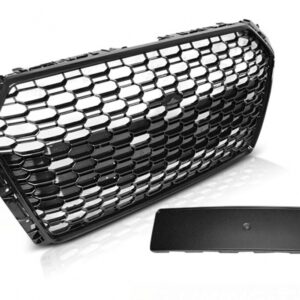 Badgeless Front Grille suitable for Audi A4 B9 8W (2016-2018) Sedan Avant RS Design Piano Black without PDC