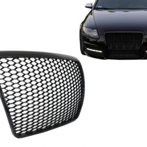 Badgeless Front Grille suitable for Audi A6 4F 4F2 C6 (2004-2011) RS Design Black
