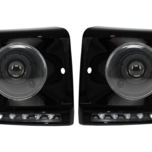 Black Headlights Covers LED DRL suitable for Mercedes G-Class W463 (1989-2012) G65 Design with Headlights Bi-Xenon