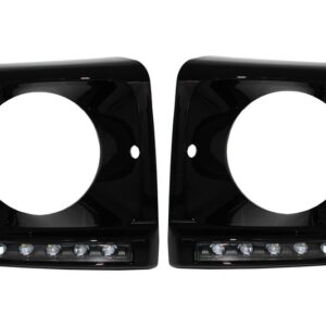 Black Headlights Covers with LED DRL Black Daytime Running Lights suitable for Mercedes G-Class W463 (1989-2012) G65 Design