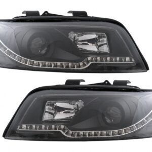 Black Tube Light Headlights suitable for Audi A4 B6 (2000-2004)