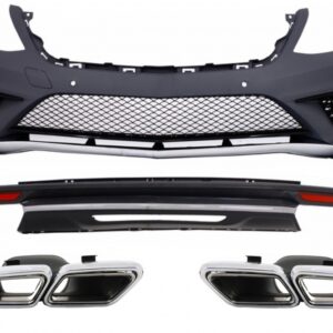 Body Kit Bumper Diffuser suitable for Mercedes S-Class W222 Sport Line Package (2013-06.2017) Exhaust Muffler Tips S63 Design