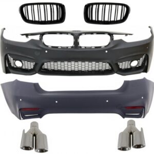 Body Kit suitable for BMW 3 Series F30 Non LCI & LCI (2011-2018) With Side Skirts Exhaust Muffler Tips and Central Grilles M3 Sport EVO Design
