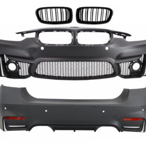 Body Kit suitable for BMW 3 Series F30 (2011-2019) EVO II M3 CS Design with Kidney Grilles Double Stripe M Design Piano Black