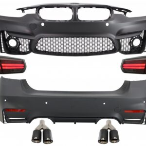 Body Kit suitable for BMW 3 Series F30 (2011-2019) with LED Taillights Dynamic Sequential Turning Light EVO II M3 CS Design with Dual Twin Exhaust Muffler Tips Carbon