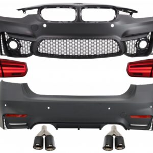Body Kit suitable for BMW 3 Series F30 (2011-2019) with LED Taillights Dynamic Sequential Turning Light and Dual Twin Exhaust Muffler Tips Carbon