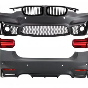 Body Kit suitable for BMW 3 series F30 (2011-2019) with LED Taillights Dynamic Sequential Turning Light EVO II M3 CS Design and Kidney Grilles Double Stripe M Design Piano Black
