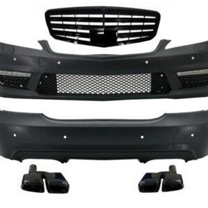 Body Kit suitable for MERCEDES Benz W221 2005-2011 A-Design with Central Grille Piano Black and Exhaust Muffler Tips Black Edition