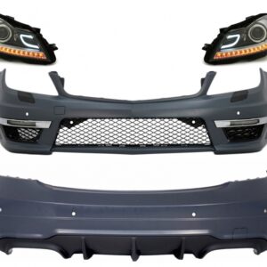 Body Kit suitable for Mercedes C-Class W204 (2007-2015) Facelift C63 Design with LED Headlights