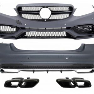 Body Kit suitable for Mercedes E-Class W212 Facelift (2013-2016) with Exhaust Muffler Tips Black E63 Design Piano Black