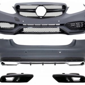 Body Kit suitable for Mercedes E-Class W212 Facelift (2013-2016) with Exhaust Muffler Tips Black E63 Design Piano Black