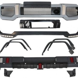 Body Kit suitable for Mercedes G-Class W463 (1989-2017) G63 G65 Design with Fender Flares Wheel Arches and LED DRL Spoiler