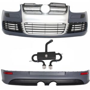 Body Kit suitable for VW Golf 5 V (2003-2007) R32 Brushed Aluminium Look Grille With Complete Exhaust System
