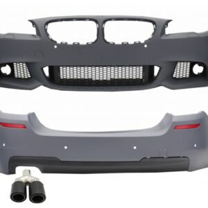 Body Kit with Exhaust Muffler Tip Matte Carbon Fiber Inlet 5.8 cm Left Side suitable for BMW 5 Series F10 (2011-2014) M-Technik Design