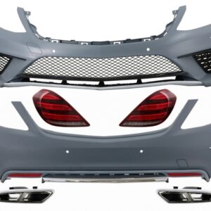 Body Kit with Full LED Taillights and Exhaust Muffler Tips Chrome suitable for Mercedes S-Class W222 (2013-06.2017) S63 Design