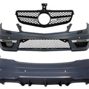 Body Kit with Sport Front Grille Black suitable for Mercedes C-Class W204 (2007-2014) Facelift C63 Design