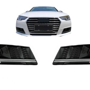 Bumper Lower Grille ACC Covers Side Grilles suitable for Audi A4 B9 Sedan Avant (2016-2018) RS4 Design Silver Edition