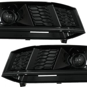 Bumper Lower Grille ACC Covers Side Grilles suitable for Audi A4 B9 S-Line Sedan Avant (2016-2018) RS4 Design Black Edition