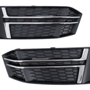 Bumper Lower Grille Covers Side Grilles suitable for Audi A4 B9 Sedan Avant (2016-2018) S-Line Silver Edition