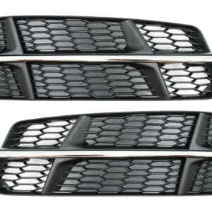 Bumper Lower Grille Covers Side Grilles suitable for Audi A6 C7 4G S-Line Facelift (2015-2018) Black Chrome