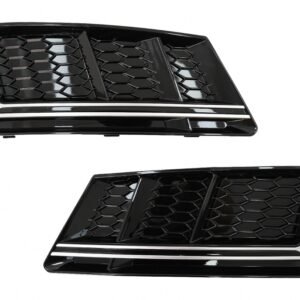 Bumper Lower Grille Covers Side Grilles suitable for Audi A4 B9 Sedan Avant (2016-2018) RS4 Design Silver Edition