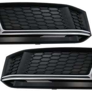 Bumper Lower Grille Side Grilles suitable for Audi A4 B9 Sedan Avant S-Line (2016-2018) RS4 Design Silver Edition