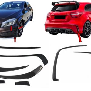 Bumper Splitters Fins Brows Aero suitable for Mercedes W176 A-Class (2012-08/2015) A45 Design
