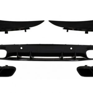 Bumper Valance Diffuser with Rear Bumper Flaps suitable for Mercedes C-Class C205 A205 Coupe Cabriolet (2014-2019) Facelift C63S Design All Black