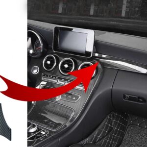 Car Center Console Dashboard Strips Interior Trim Suitable for Mercedes C-Class W205 (2014-2018) GLC X253 (2015-2018) Carbon Fiber Style LHD
