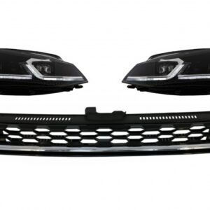 Central Badgeless Grille with LED Headlights Sequential Dynamic Turning Lights suitable for VW Golf 7.5 Facelift (2017-up) GTI Design Chrome